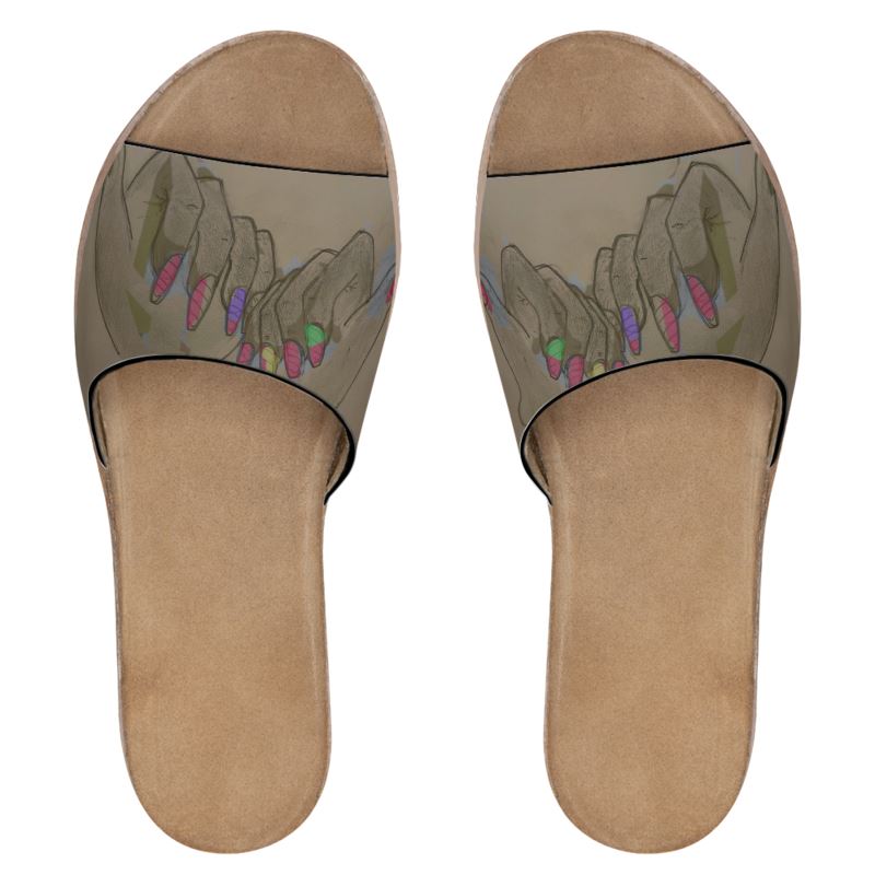 AllyCakes-  Hands Women/s Leather Slides